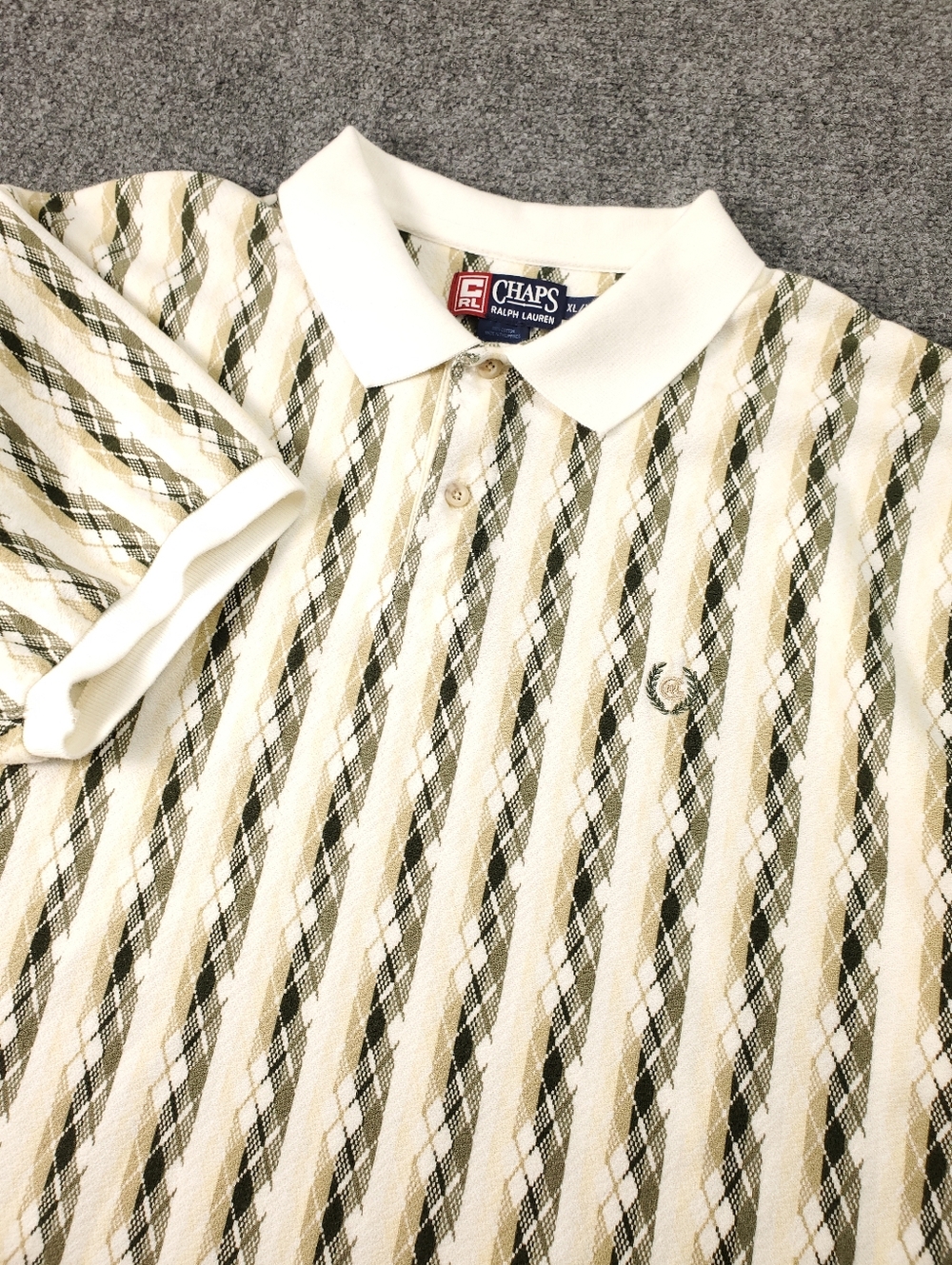 Vintage 90s Chaps Ralph Lauren Golf Polo Shirt Mens XL Striped Argyle Preppy